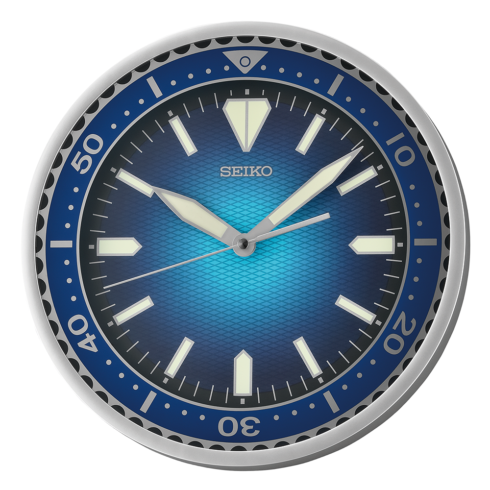 Seiko Sports Blue Wall Clock with Diver Bezel Design