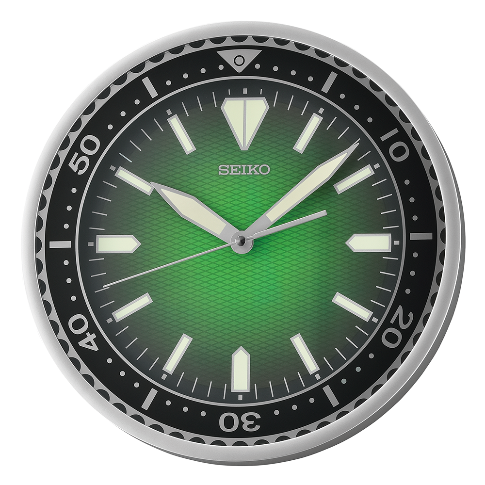 Seiko Sports Green Wall Clock with Diver Bezel Design
