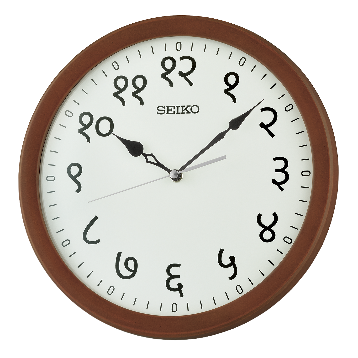 Seiko Timeless Brown Wooden Wall Clock with Hindi Numerals