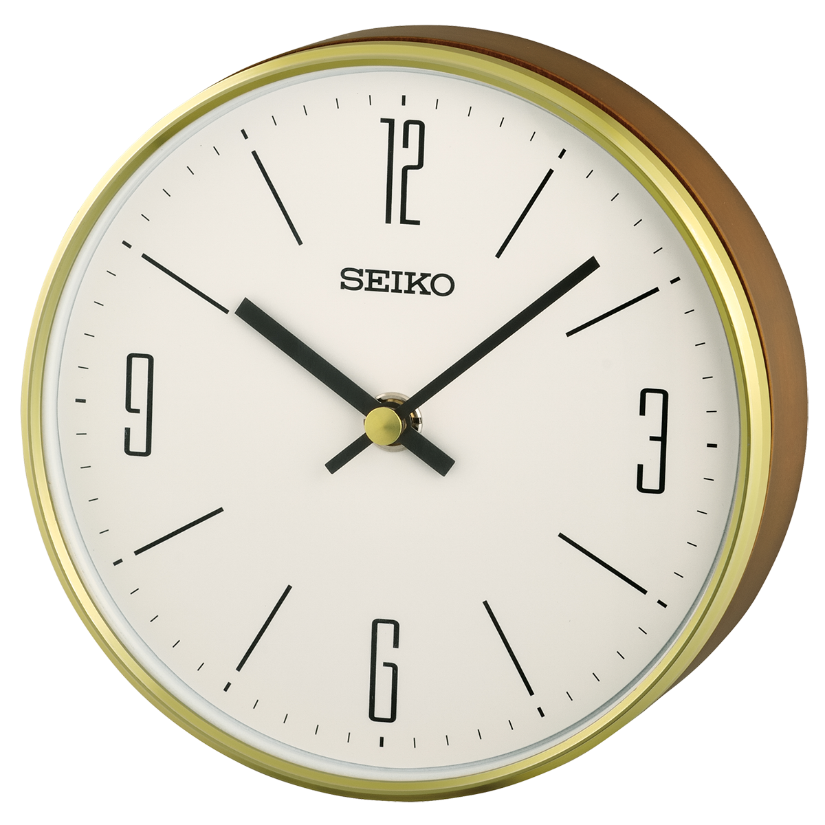 Seiko Retro Wooden Mantel Clock with Aluminium Bezel